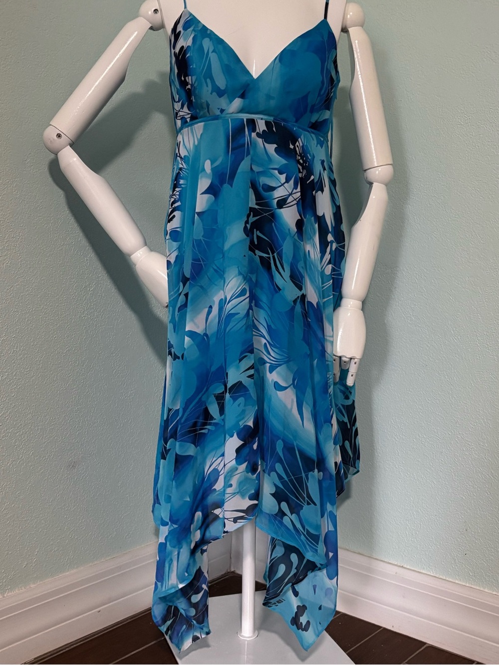 Jennifer Lopez Blue Floral High Low Dress